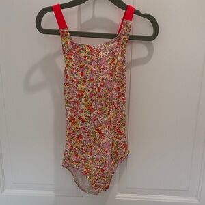 Mini Boden Floral Swimsuit with hot pink Accents